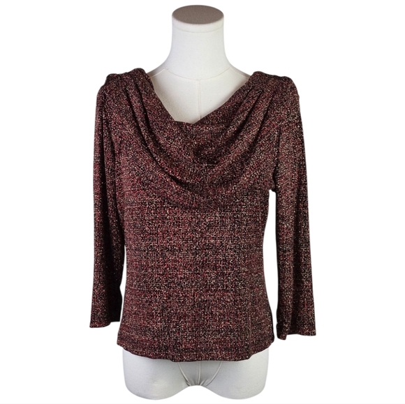 Vintage 80s/90s JBS Ltd Draped Cowl Neck Metallic Knit Top – Made in USA Size M - Picture 6 of 8